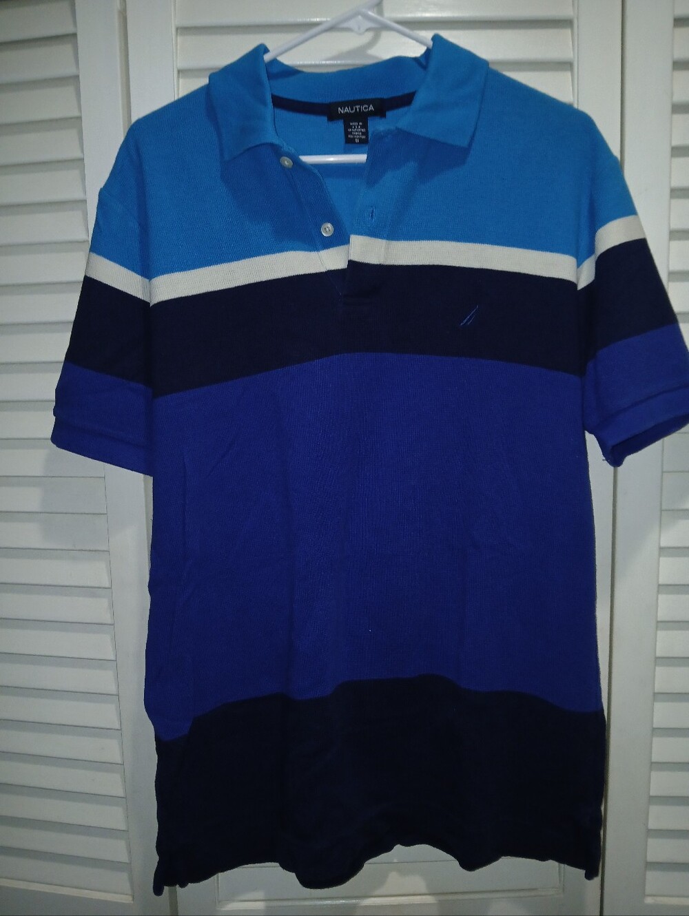 Nautica Men’s Polo Shirt Size Small Blue Navy Colorblock 100% Cotton